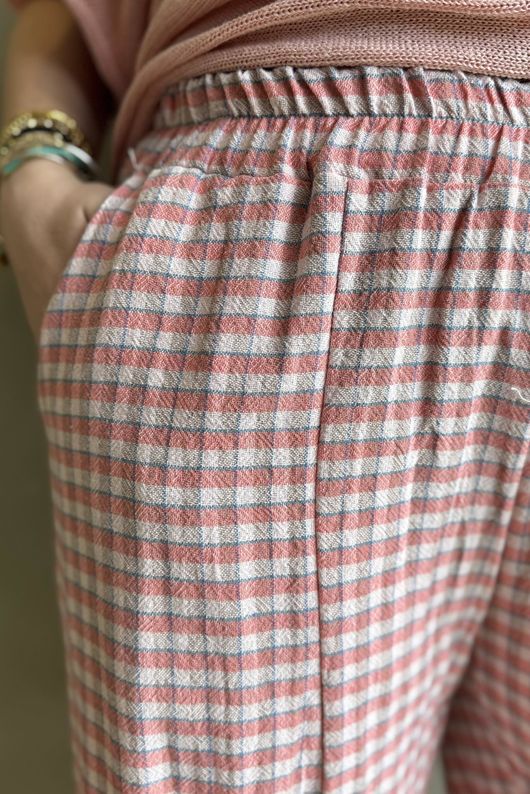 Annie Gingham Quirky 7/8 Pant Soft Coral